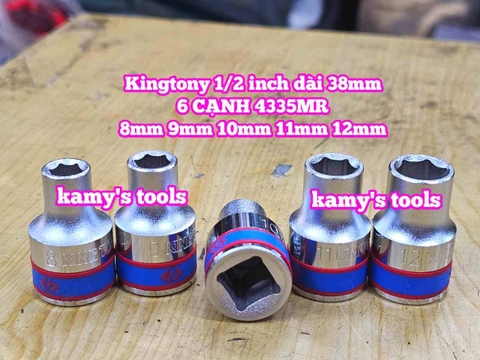 Đầu tuýp khẩu ngắn 1/2 inch Kingtony lục giác 6 cạnh 8mm 9mm 10mm 11mm 12mm 433508mr 433509mr 433510mr 433511mr 433512mr