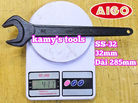 Cờ lê 1 đầu miệng 32mm AIGO SS-32 Forged Chrome Molybdenum JIS dài 285mm