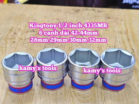 Đầu tuýp trắng ngắn 1/2 inch Kingtony 6 cạnh 28mm 29mm 30mm 32mm 433529MR 433529MR 433530MR 433532MR