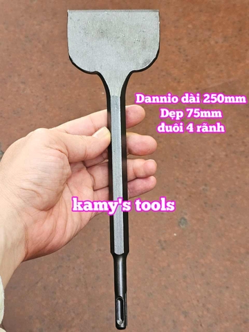Mũi đục bê tông dẹp bản 75mm đuôi gài dài 250mm Dannio