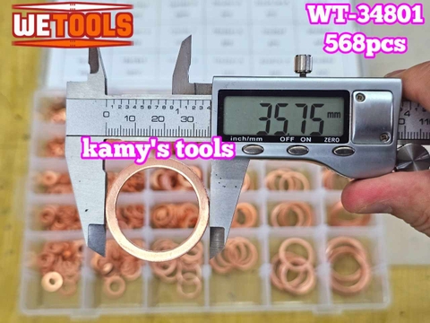 Hộp ron oring đồng gioăng đồng long đền thau 568 chi tiết 30 kích cỡ Wetools WT-34801 Impa code 813080