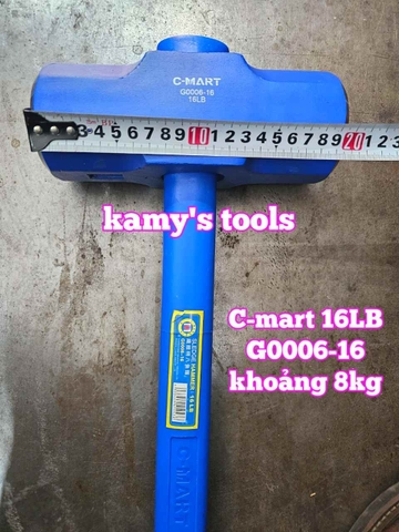 Búa tạ thép đầu lục giác cán cao su C-mart 16LB G0006-16 dài khoảng 900mm