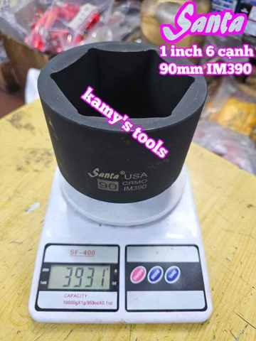 Đầu tuýp khẩu 1 inch Santa 6 cạnh thép Cr-mo 90mm IM390