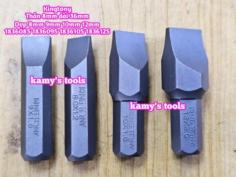 Mũi vít dẹp đóng Kingtony thân 8mm dài 36mm dẹp 8mm 10mm 12mm model 183608S 183610S 183612S