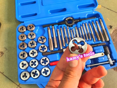 bộ taro bàn ren hệ mét 39 chi tiết kingtony model 12939MQ1 ren trong ren ngoài, bộ ta rô