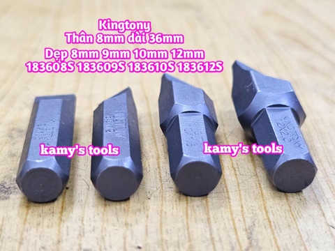 Mũi vít dẹp đóng Kingtony thân 8mm dài 36mm dẹp 8mm 10mm 12mm model 183608S 183610S 183612S