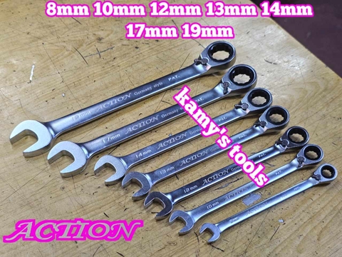 Cờ lê vòng miệng tự động Action có lẫy đảo chiều 8mm 10mm 12mm 13mm 14mm 17mm 19mm