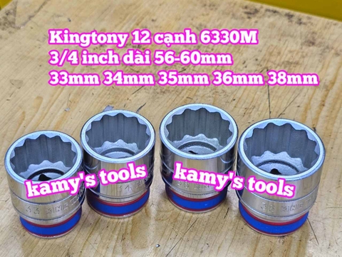 Tuýp 3/4 inch bông 12 cạnh trắng ngắn Kingtony 33mm 34mm 35mm 36mm 38mm 633033M 633034M 633035M 633036M 633038M