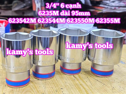 Đầu tuýp 3/4 inch 6 cạnh trắng 42mm 44mm 50mm 55mm Kingtony 623542M 623544M 623550M 62355M