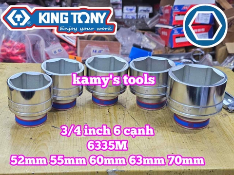 Đầu tuýp 3/4 inch 6 cạnh trắng Kingtony 52mm 55mm 60mm 63mm 70mm 633552M 633555M 633560M 633563M 633570M