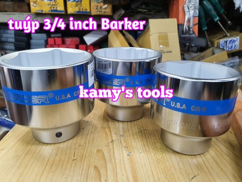 Đầu tuýp khẩu Barker 3/4 inch lục giác 6 cạnh bông 12 cạnh 54mm 55mm 60mm 63mm 65mm