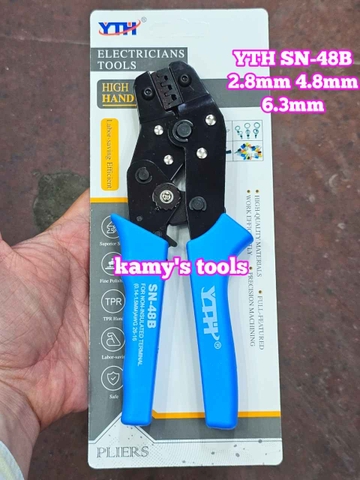 Kìm bấm cos YTH SN-48B tiết diện 0.14-1.5mm2 bấm cos trần 2.8mm 4.8mm 6.3mm dài 190mm