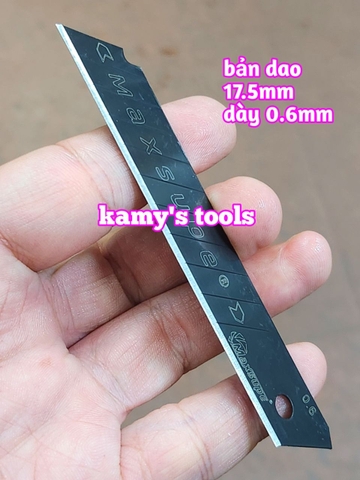 Lưỡi dao rọc giấy rọc cáp thép đen Maxsupe bản dao 17.5mm dày 0.6mm dài 106mm