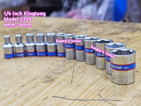 Tuýp trắng ngắn 1/4 inch kingtony 4-14mm model 2335 cỡ 4mm 4.5mm 5mm 6mm 7mm 8mm 9mm 10mm 11mm 12mm 13mm 14mm