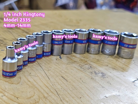 Tuýp trắng ngắn 1/4 inch kingtony 4-14mm model 2335 cỡ 4mm 4.5mm 5mm 6mm 7mm 8mm 9mm 10mm 11mm 12mm 13mm 14mm