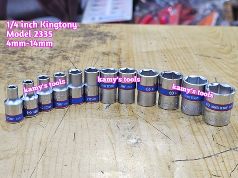Tuýp trắng ngắn 1/4 inch kingtony 4-14mm model 2335 cỡ 4mm 4.5mm 5mm 6mm 7mm 8mm 9mm 10mm 11mm 12mm 13mm 14mm