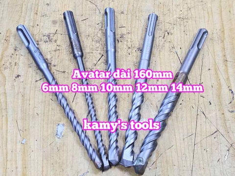 Mũi khoan bê tông đuôi gài 4 rãnh Avatar 6mm 8mm 10mm 12mm 14mm 16mm dài 160mm