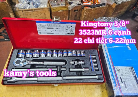 Bộ tuýp khẩu 3/8 inch 6 cạnh 6-22mm 22 chi tiết Kingtony 3523MR
