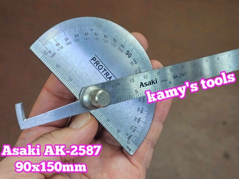 Thước đo góc 180 dộ 90x150mm Asaki AK-2587