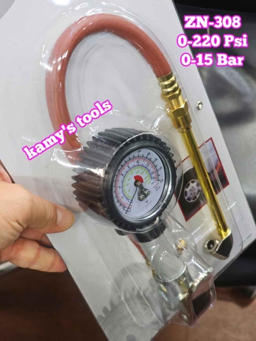 Đồng hồ bơm lốp xe ô tô đài loan cao cấp Mahco dạng thẳng model ZN-308 ZN308