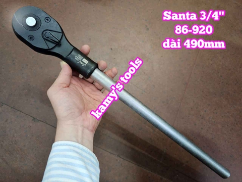 3/4 inch Cần tuýp siết tự động đảo chiều Santa 24 răng đầu vuông đen dài 500mm 86-920
