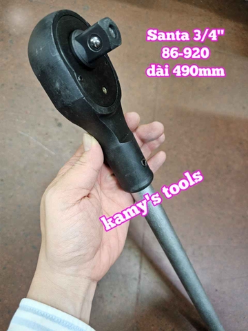 3/4 inch Cần tuýp siết tự động đảo chiều Santa 24 răng đầu vuông đen dài 500mm 86-920