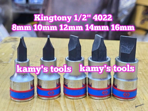 Đầu tuýp vít dẹp lỗ 1/2 inch Kingtony 8mm 10mm 12mm 14mm 16mm model 402208 402210 402212 402214 402216
