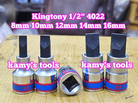 Đầu tuýp vít dẹp lỗ 1/2 inch Kingtony 8mm 10mm 12mm 14mm 16mm model 402208 402210 402212 402214 402216