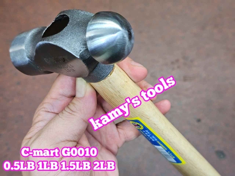 Búa đầu bi tròn thép cán gỗ 250g 500g 750g 1kg C-mart G0010-0.5 G0010-1 G0010-1.5 G0010-2