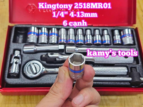 Bộ tuýp 1/4 inch kingtony 18 chi tiết model 2518MR01 4-13mm