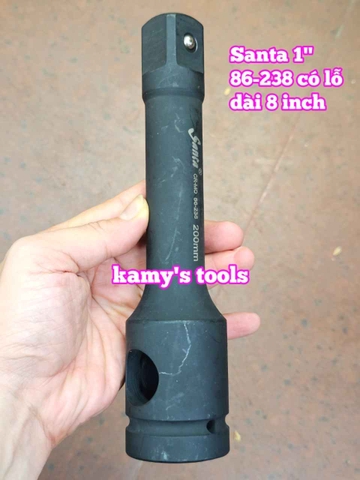 Cần nối khúc nối tuýp 1 inch Santa thép đen 8 inch 205mm cần tuýp nối 86-238 KHÔNG LỖ và CÓ LỖ