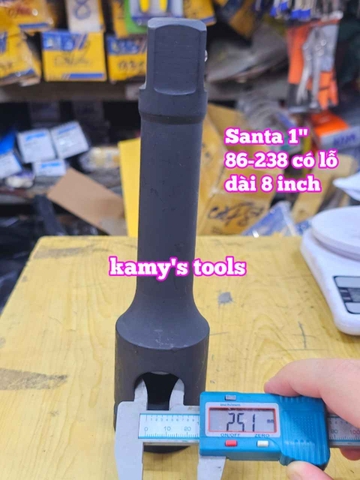 Cần nối khúc nối tuýp 1 inch Santa thép đen 8 inch 205mm cần tuýp nối 86-238 KHÔNG LỖ và CÓ LỖ