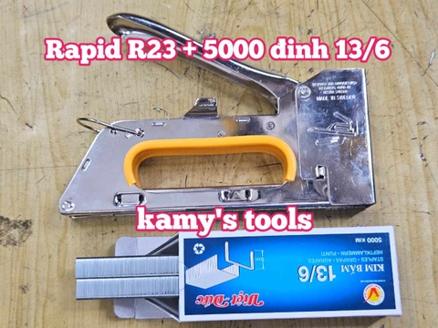 Combo dụng cụ súng bắn đinh ghim Rapid R23 dài 175mm Và 5000 Đinh Ghim 13-6