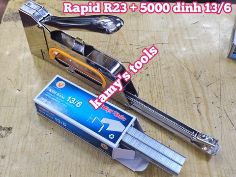 Combo dụng cụ súng bắn đinh ghim Rapid R23 dài 175mm Và 5000 Đinh Ghim 13-6