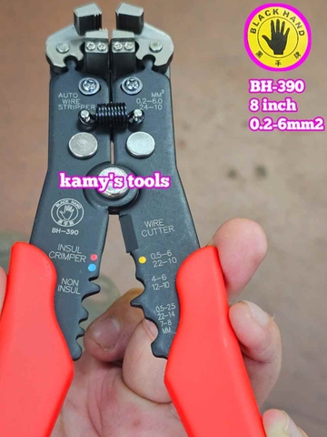 Kìm tuốt dây điện bấm cos đa năng Black Hand BH-390 dài 8 inch bấm tuốt dây 0.5-6mm2