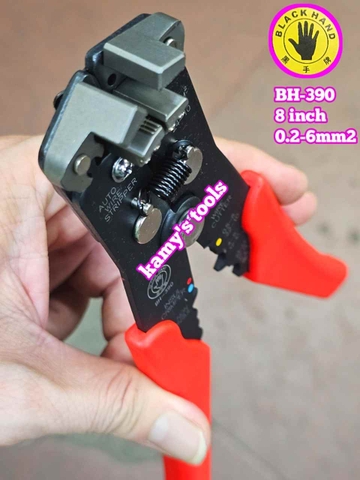 Kìm tuốt dây điện bấm cos đa năng Black Hand BH-390 dài 8 inch bấm tuốt dây 0.5-6mm2