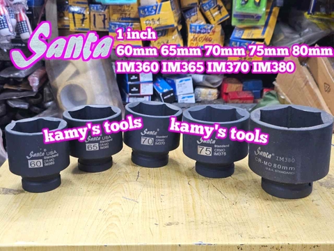 Đầu tuýp đầu khẩu 1 inch Santa thép Cr-mo 60mm 65mm 70mm 75mm 80mm IM360 IM365 IM370 IM375 IM380