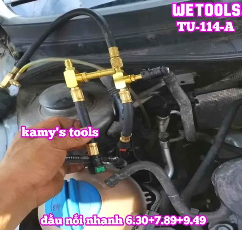 Bộ đồng hồ đo áp suất hệ thống phun nhiên liệu động cơ bơm xăng TU-114-A với đầu nối nhanh 6.30+7.89+9.49 Wetools