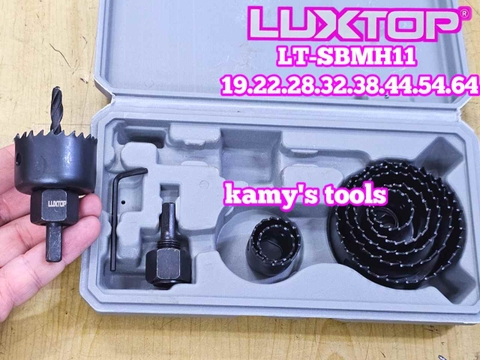 Bộ mũi khoét lỗ gỗ thạch cao 11 chi tiết LT-SBMH11 Luxtop 19mm 22mm 28mm 32mm 38mm 44mm 54mm 64mm