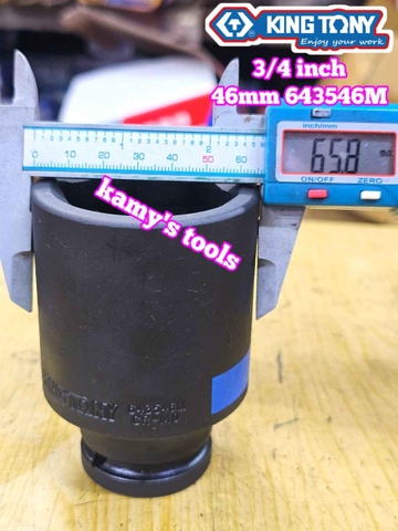 Đầu tuýp đen 6 cạnh Kingtony 3/4 inch 42mm 46mm 50mm 55mm 643542M 643546M 643550M 643555M