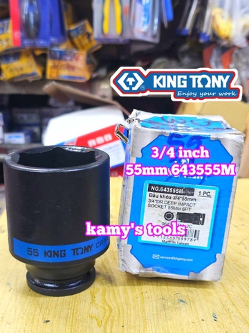 Đầu tuýp đen 6 cạnh Kingtony 3/4 inch 42mm 46mm 50mm 55mm 643542M 643546M 643550M 643555M