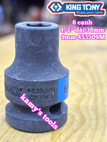 Đầu tuýp đen 1/2 inch Kingtony 6 cạnh 8mm 9mm 10mm 11mm 12mm 13mm 453508M 453509M 453510M 453511M 453512M 453513M