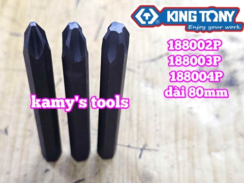 Mũi vít đóng bake PH2 PH3 PH4 Kingtony model 188002P 188003P 188004P dài 80mm