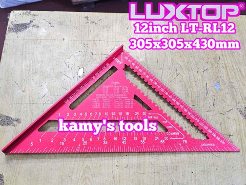 Thước ê ke góc tam giác vuông đa năng nhôm 12 inch Luxtop LT-RL12