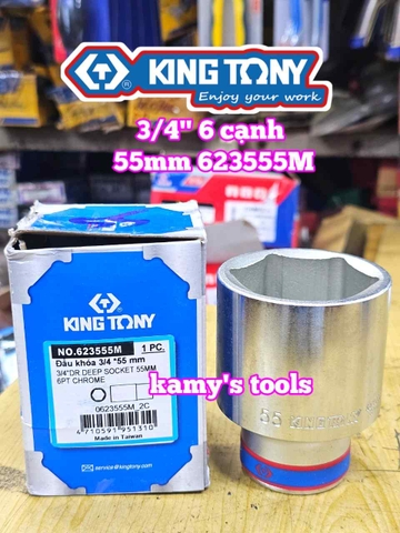 Đầu tuýp 3/4 inch 6 cạnh trắng 42mm 44mm 50mm 55mm Kingtony 623542M 623544M 623550M 62355M