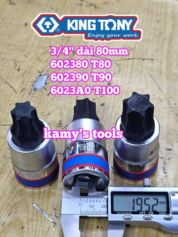 Đầu tuýp lú đầu bông sao hoa thị 3/4 inch Kingtony T80 T90 T100 602380 602390 6023A0