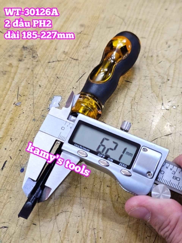 Tua vít 2 đầu điều chỉnh dài ngắn 6mm PH2 dài 185-227mm Wetools WT-30126A