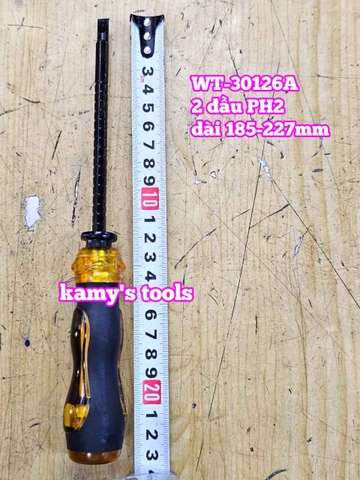 Tua vít 2 đầu điều chỉnh dài ngắn 6mm PH2 dài 185-227mm Wetools WT-30126A