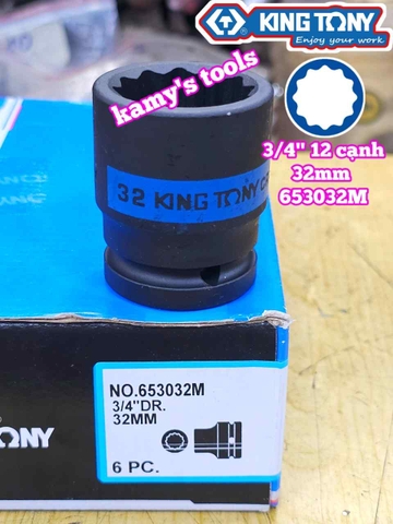 Tuýp 3/4 inch bông 12 cạnh đen Kingtony 26mm 28mm 29mm 30mm 32mm 653026M 653028M 653029M 653030M 653032M