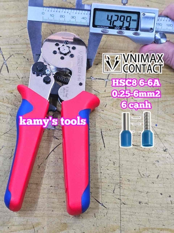 KÌm bấm cos lục giác HSC8 6-6A Vnimax Contact pin tròn rỗng tự điều chỉnh chính hãng